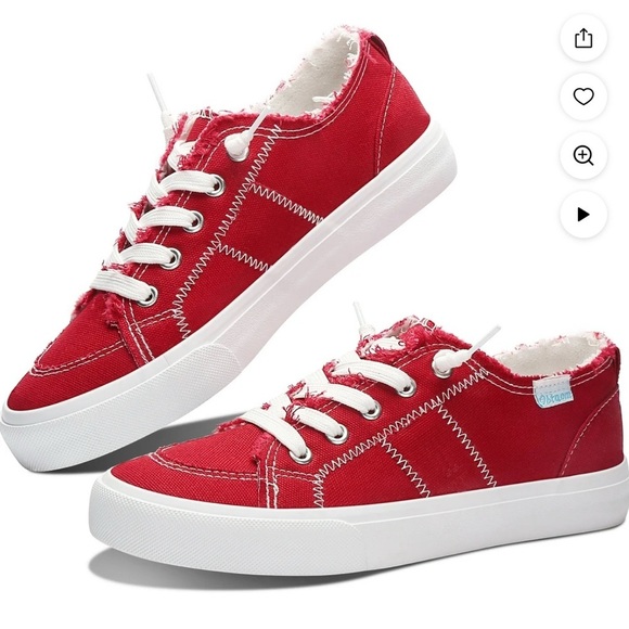 Obtaom Sneaker Comfortable Walking Shoes Red Canvas Women’s Slip On Sz 11 - Picture 1 of 9